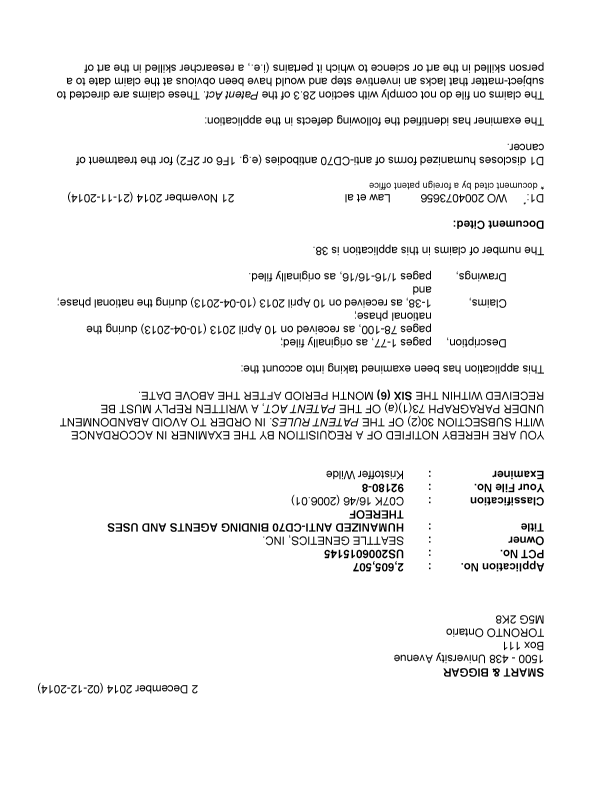 Document de brevet canadien 2605507. Poursuite-Amendment 20141202. Image 1 de 4