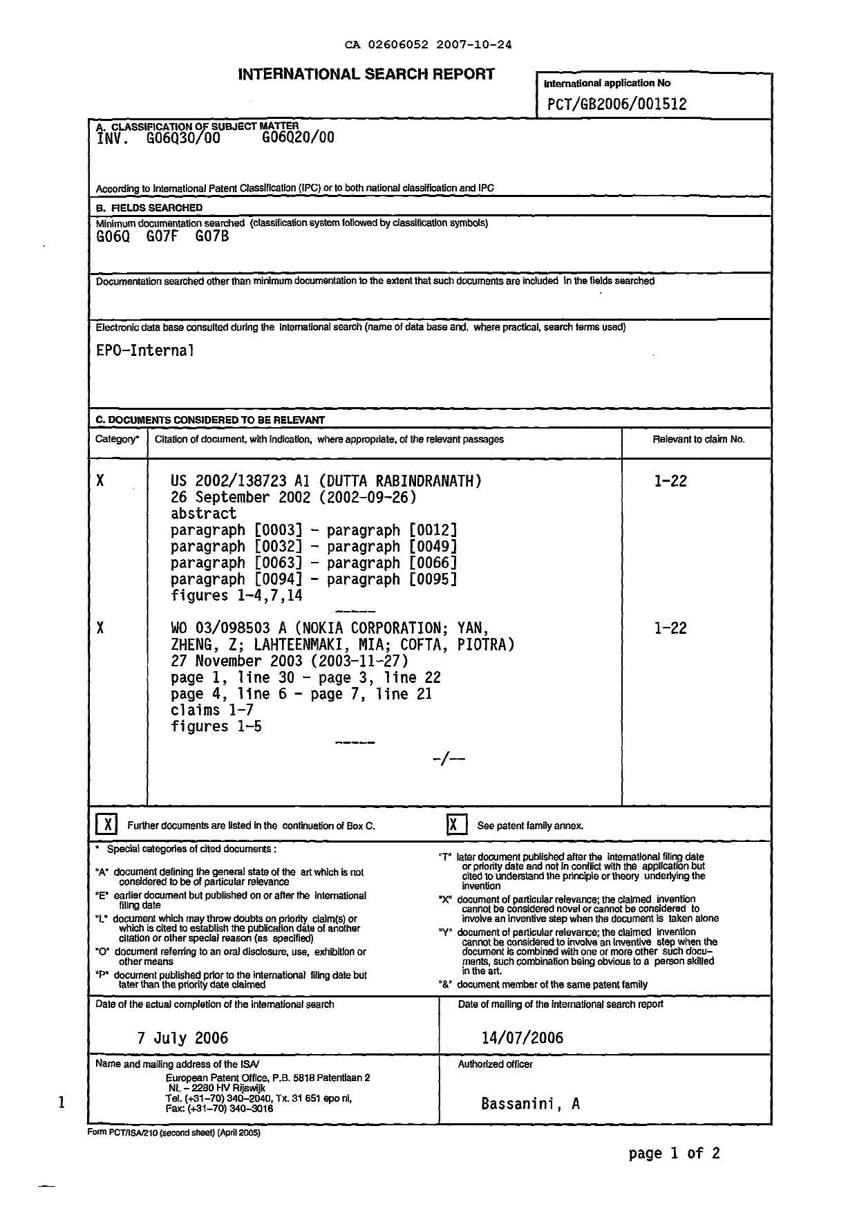 Document de brevet canadien 2606052. PCT 20061224. Image 2 de 4