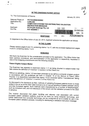 Document de brevet canadien 2606459. Poursuite-Amendment 20141223. Image 1 de 5