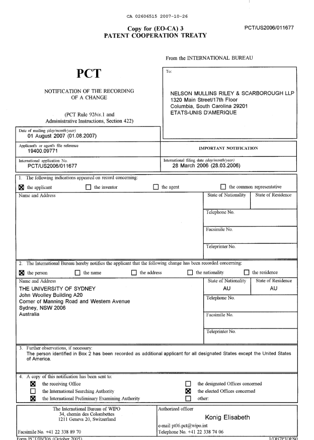 Document de brevet canadien 2606515. PCT 20071026. Image 2 de 7