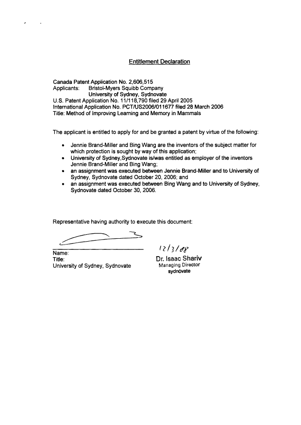 Document de brevet canadien 2606515. Correspondance 20080325. Image 3 de 3