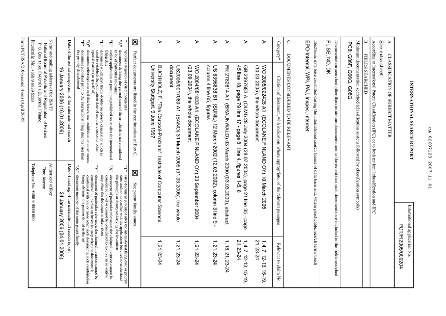 Document de brevet canadien 2607123. PCT 20071101. Image 1 de 4