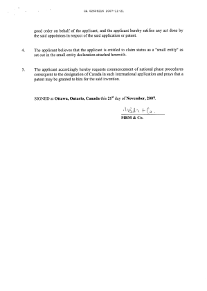 Document de brevet canadien 2609216. Cession 20071121. Image 5 de 5