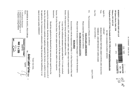 Canadian Patent Document 2609667. Prosecution-Amendment 20080409. Image 1 of 8