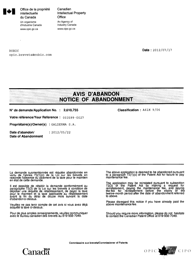 Canadian Patent Document 2610755. Correspondence 20111217. Image 1 of 1