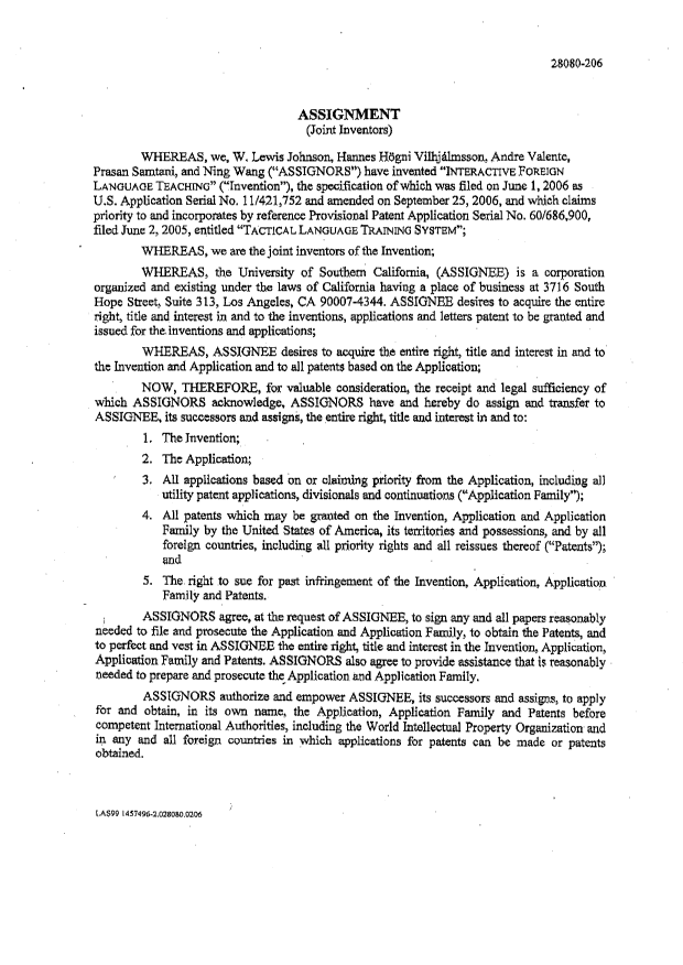 Canadian Patent Document 2611053. Assignment 20081203. Image 2 of 6