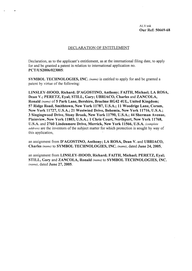 Document de brevet canadien 2613266. Correspondance 20080505. Image 2 de 2