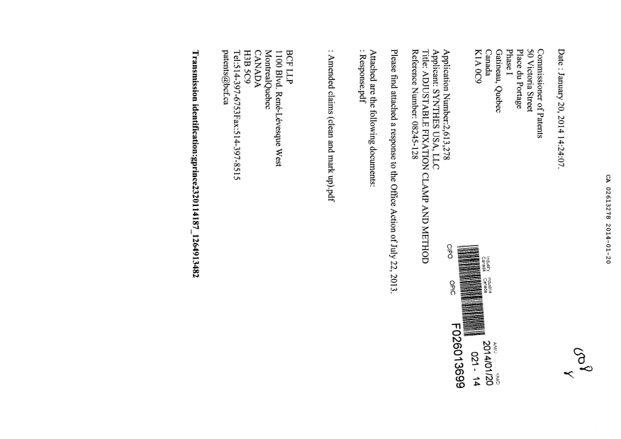 Canadian Patent Document 2613278. Prosecution-Amendment 20131220. Image 1 of 15