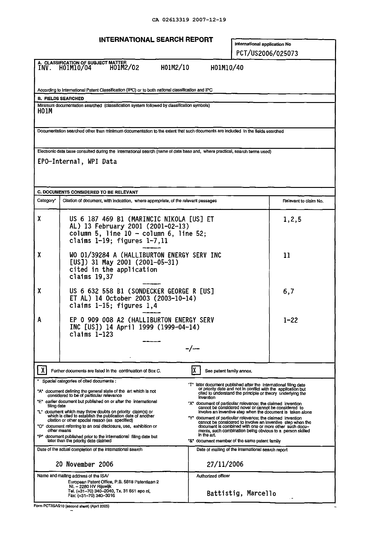 Document de brevet canadien 2613319. PCT 20071219. Image 1 de 3