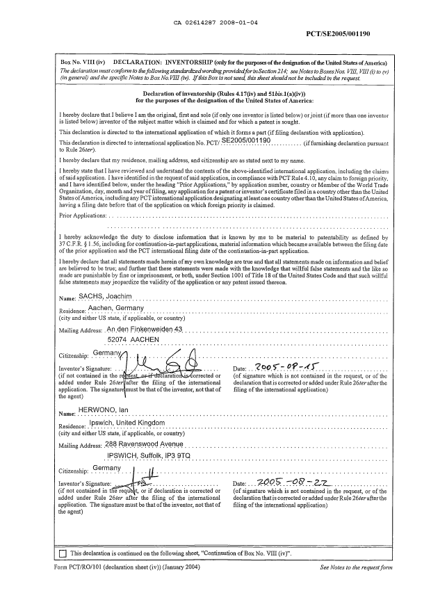 Canadian Patent Document 2614287. PCT 20080104. Image 19 of 19