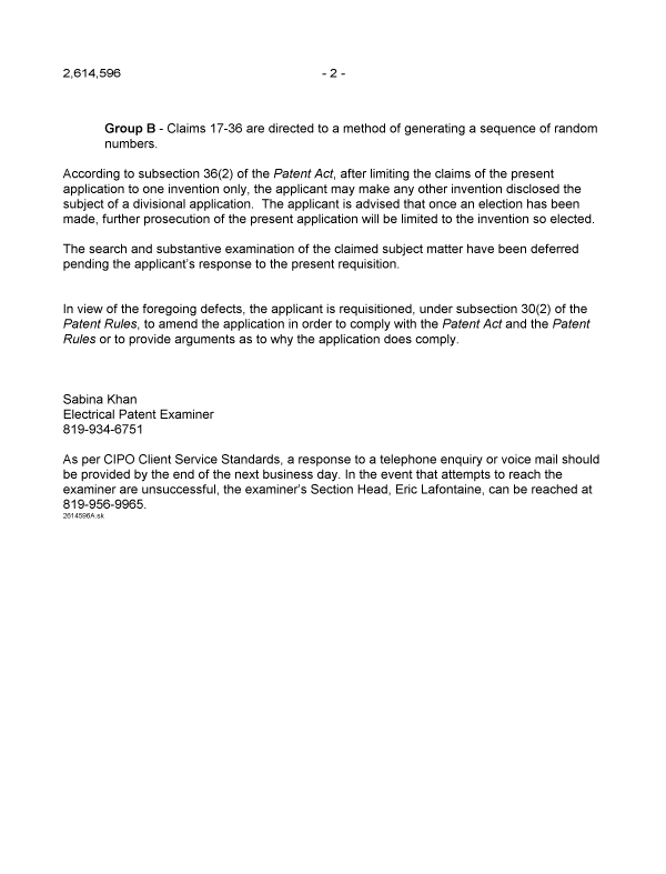 Document de brevet canadien 2614596. Poursuite-Amendment 20130206. Image 2 de 2