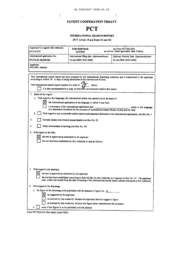 Document de brevet canadien 2615497. PCT 20080115. Image 2 de 9