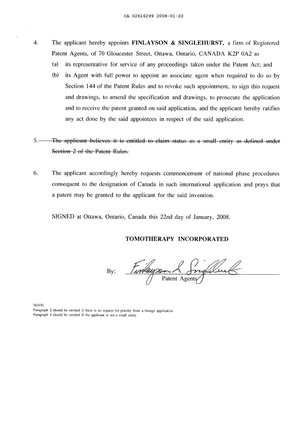 Document de brevet canadien 2616299. Cession 20080122. Image 4 de 4