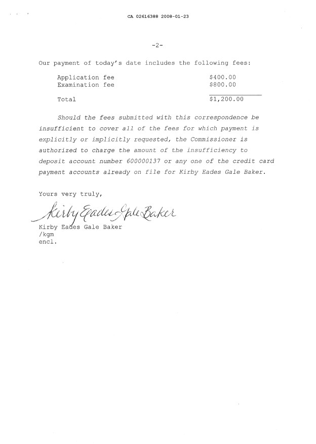 Document de brevet canadien 2616388. Cession 20080123. Image 2 de 4