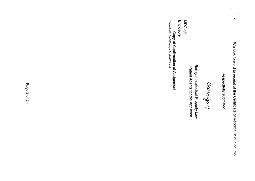 Document de brevet canadien 2617604. Cession 20080818. Image 2 de 4
