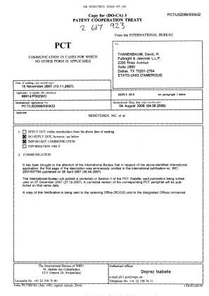 Document de brevet canadien 2617923. PCT 20100720. Image 1 de 1