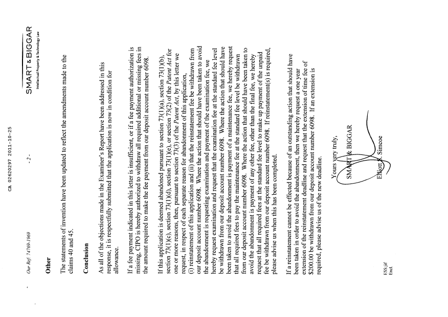 Canadian Patent Document 2620297. Prosecution-Amendment 20101225. Image 2 of 9