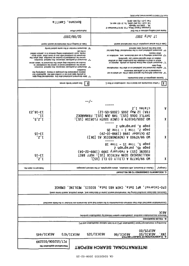 Document de brevet canadien 2620333. PCT 20071225. Image 1 de 12