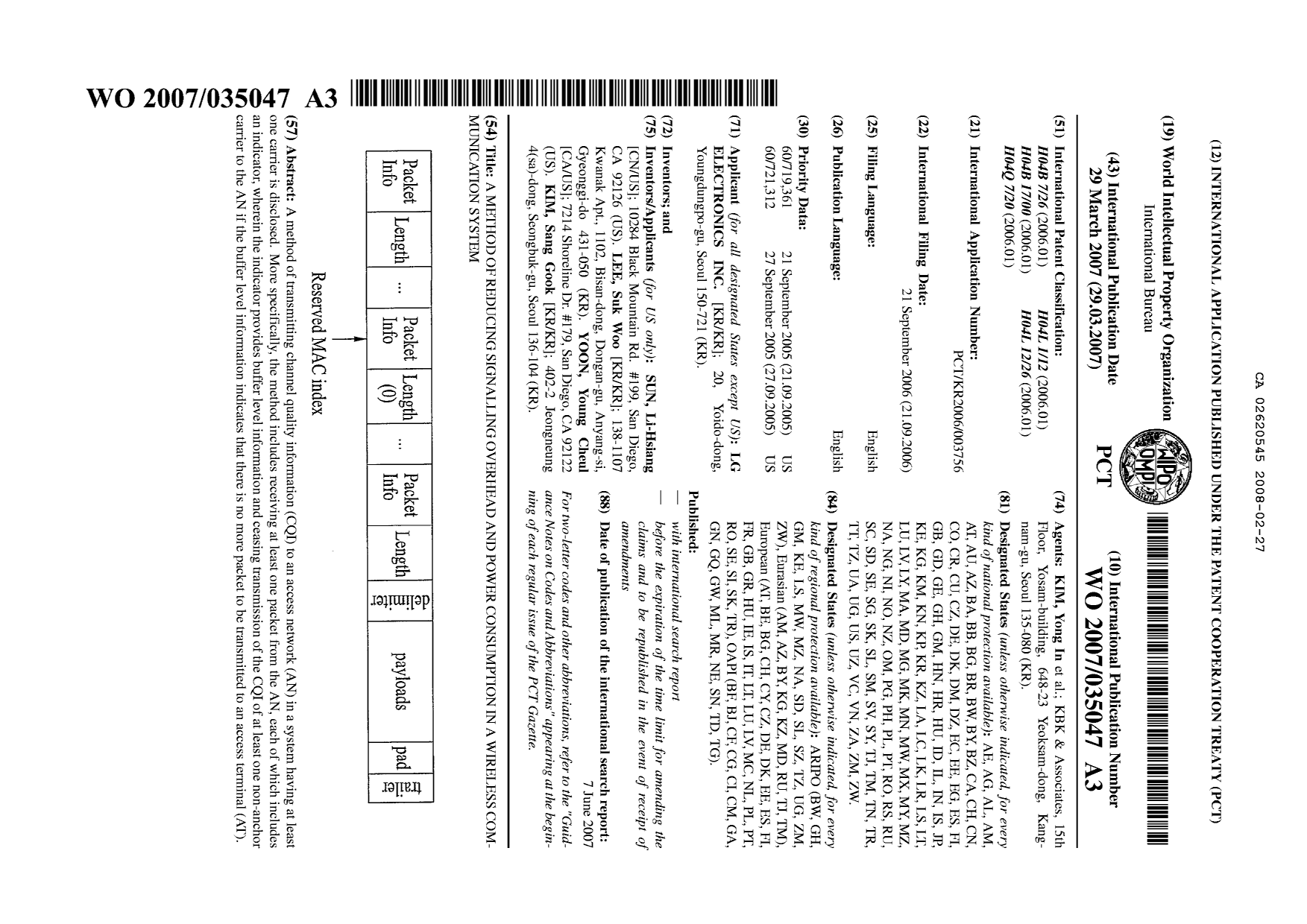 Document de brevet canadien 2620545. Abrégé 20071227. Image 1 de 1