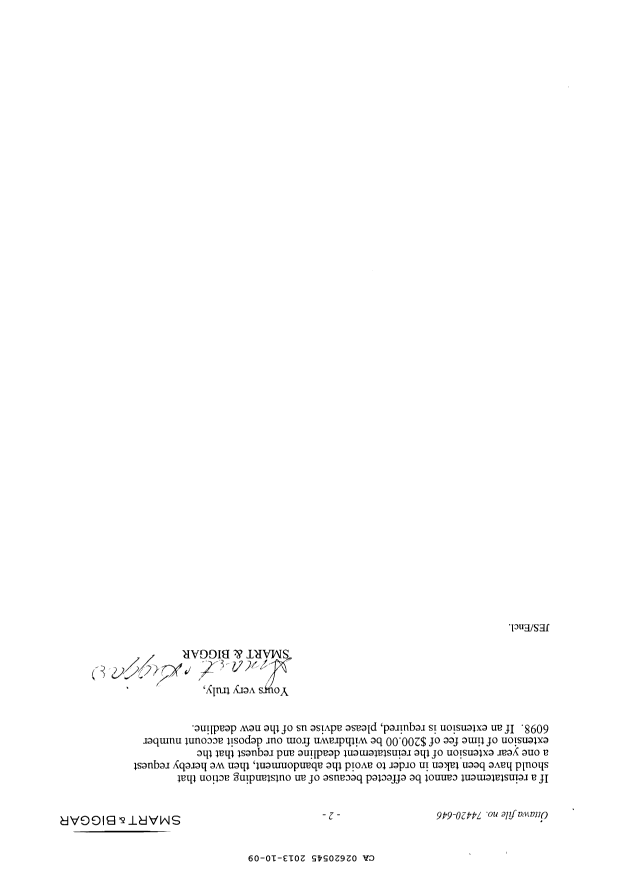 Document de brevet canadien 2620545. Correspondance 20121209. Image 2 de 2