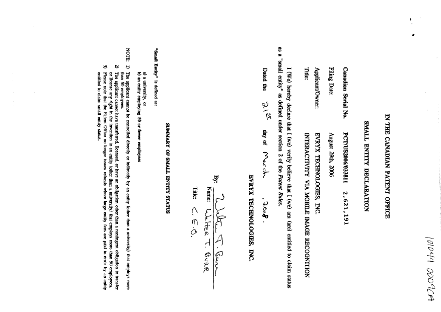 Document de brevet canadien 2621191. Correspondance 20080522. Image 2 de 2