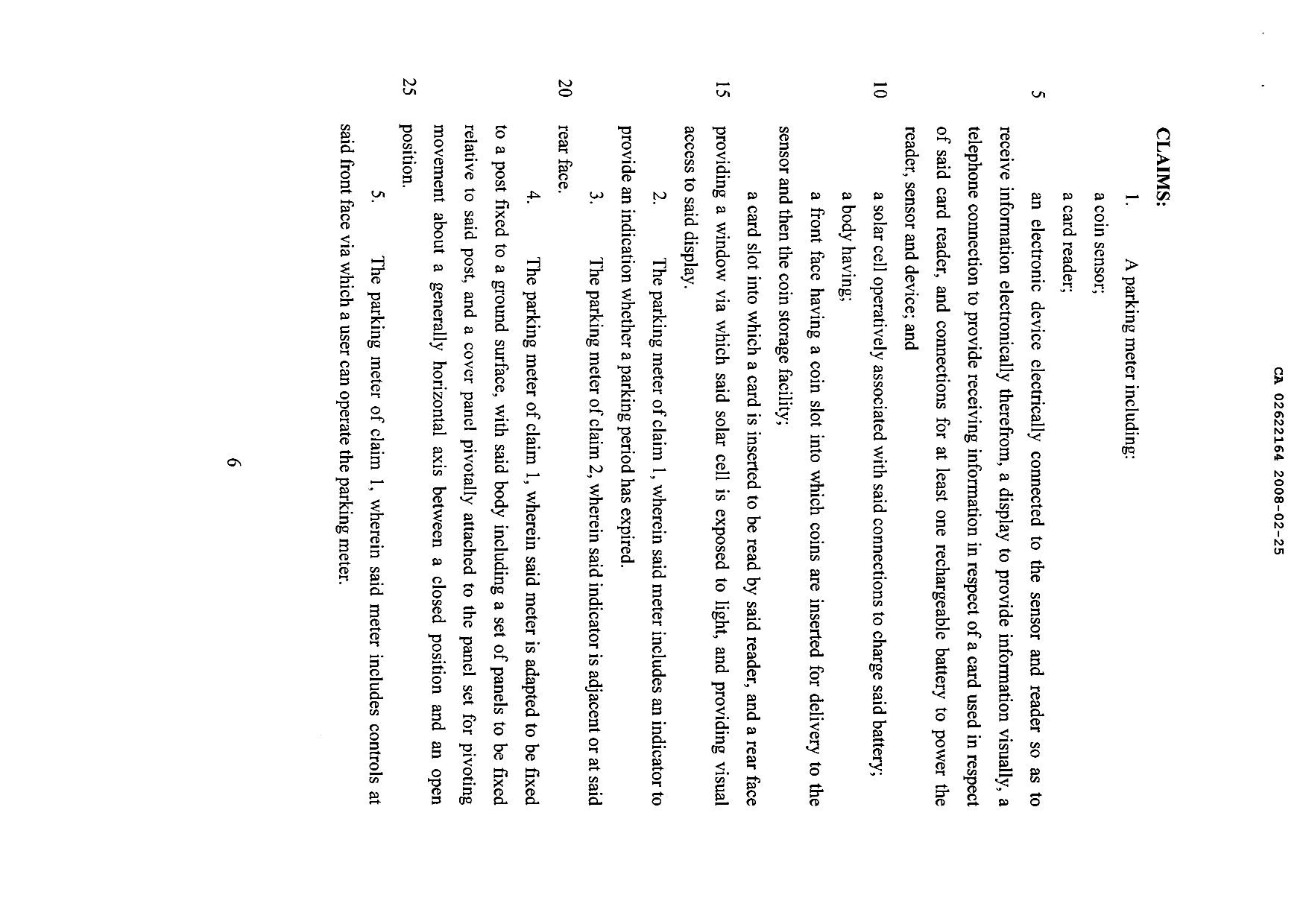 Document de brevet canadien 2622164. Revendications 20071225. Image 1 de 2