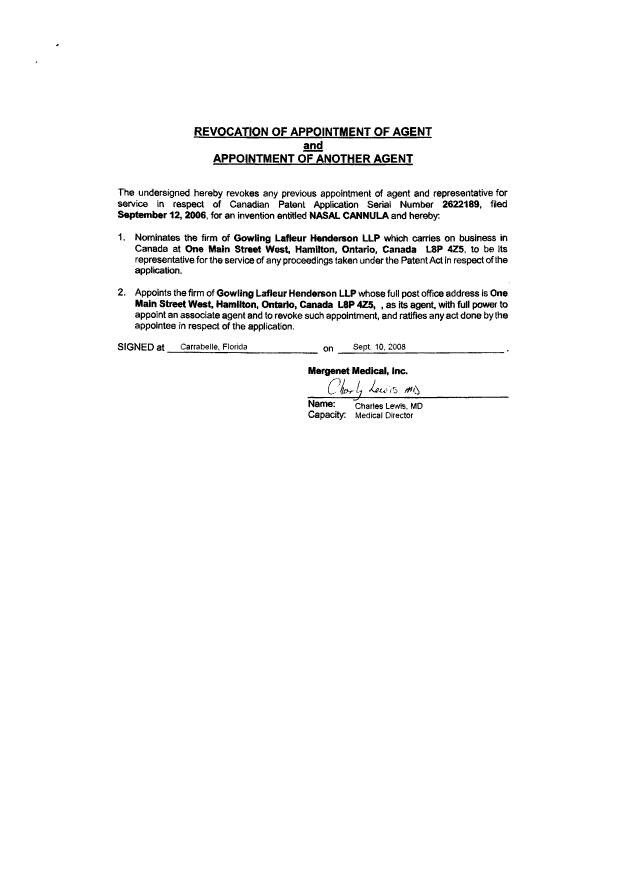Document de brevet canadien 2622189. Correspondance 20080911. Image 3 de 3