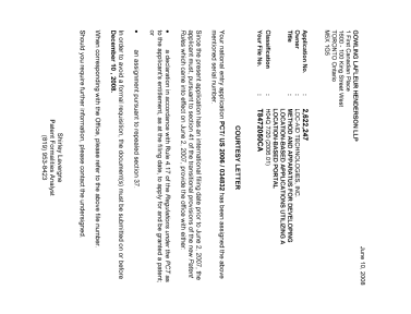 Document de brevet canadien 2622247. Correspondance 20071205. Image 1 de 1