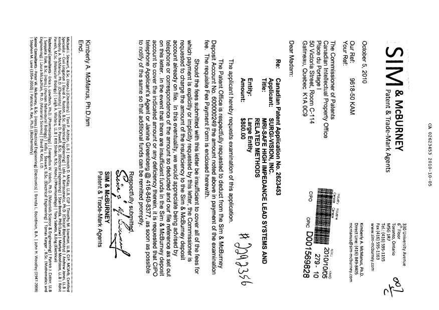 Document de brevet canadien 2623453. Poursuite-Amendment 20101005. Image 1 de 1