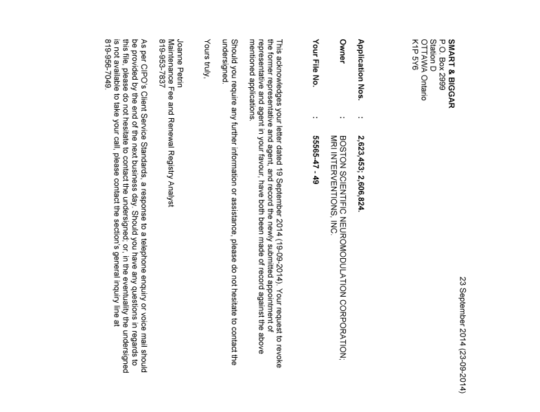 Canadian Patent Document 2623453. Correspondence 20131223. Image 1 of 1
