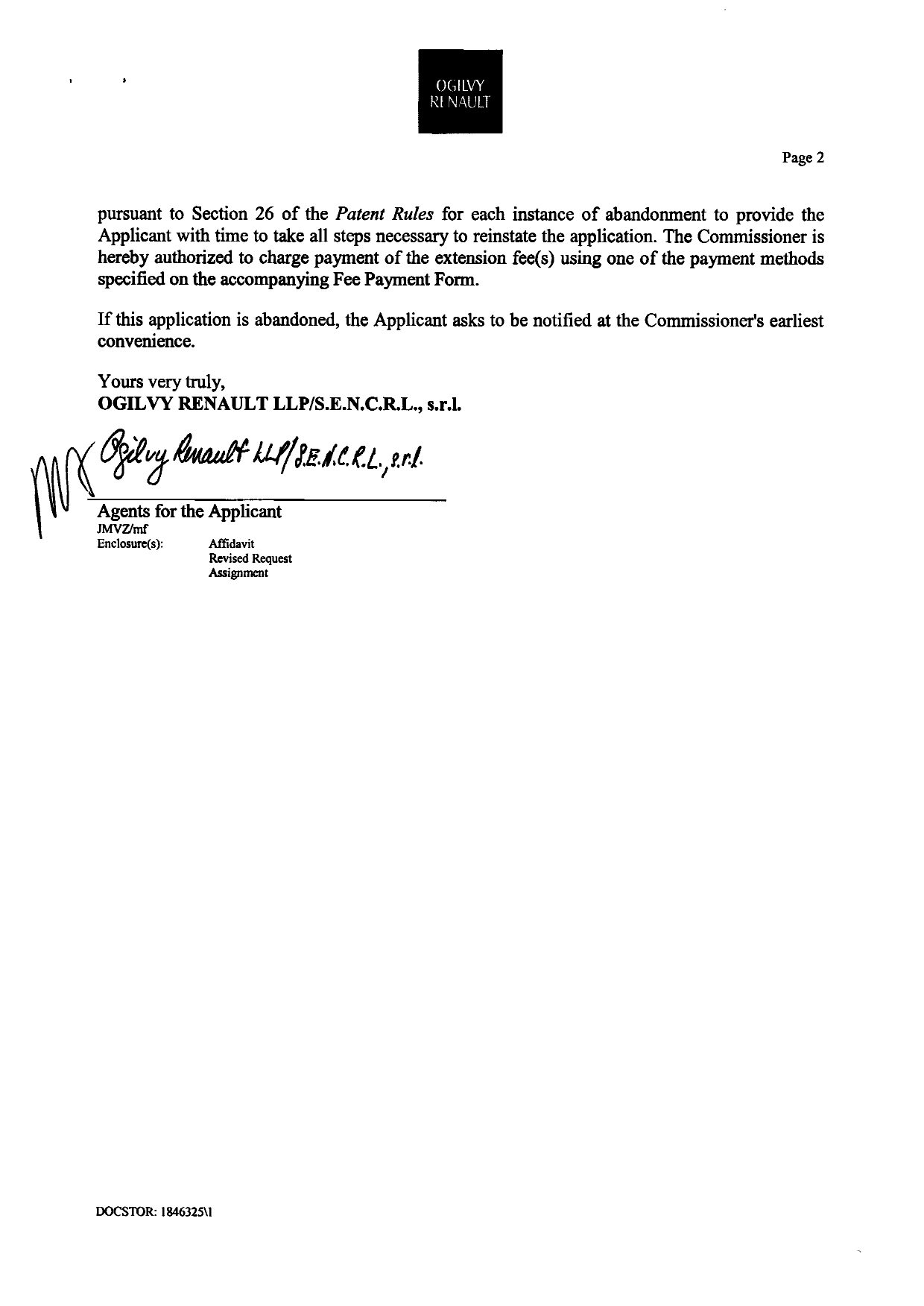 Document de brevet canadien 2623756. Correspondance 20091220. Image 2 de 9