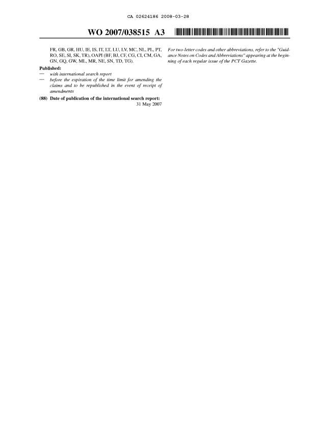 Document de brevet canadien 2624186. Abrégé 20080328. Image 2 de 2