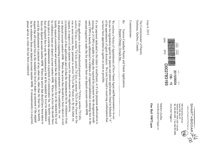 Canadian Patent Document 2624186. Correspondence 20150604. Image 1 of 12