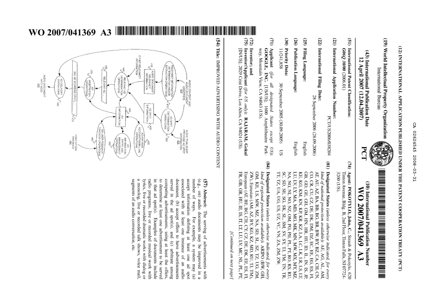 Canadian Patent Document 2624545. Abstract 20080331. Image 1 of 2