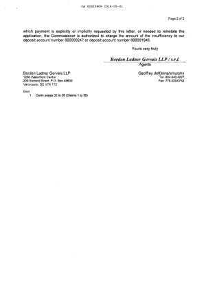 Document de brevet canadien 2625409. Poursuite-Amendment 20140501. Image 2 de 6