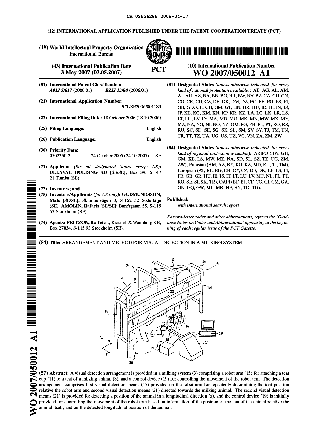 Document de brevet canadien 2626286. Abrégé 20080417. Image 1 de 1