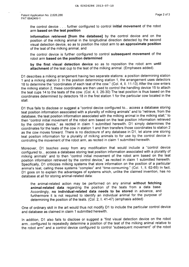 Document de brevet canadien 2626286. Poursuite-Amendment 20130710. Image 2 de 9