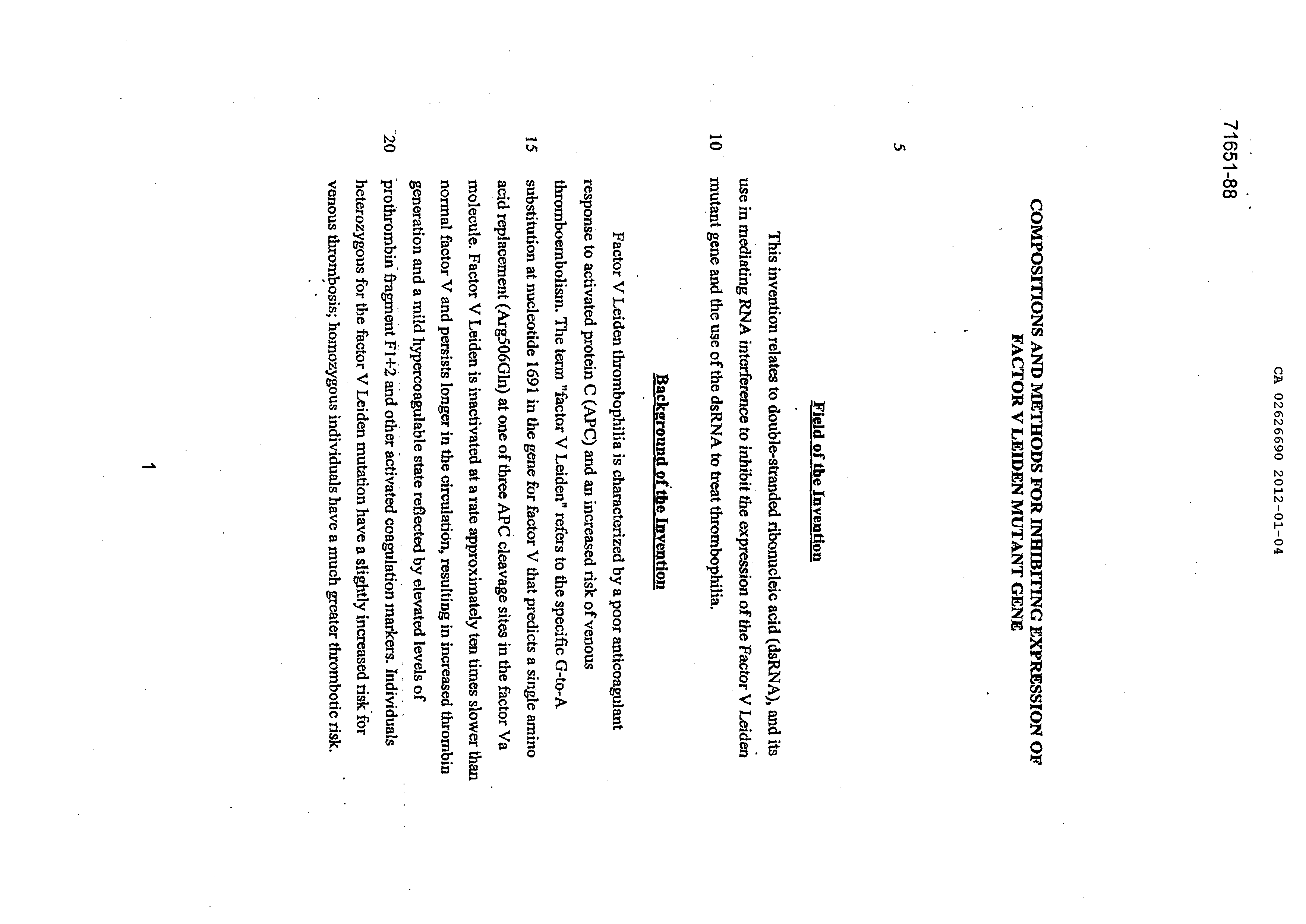 Document de brevet canadien 2626690. Description 20111204. Image 1 de 85
