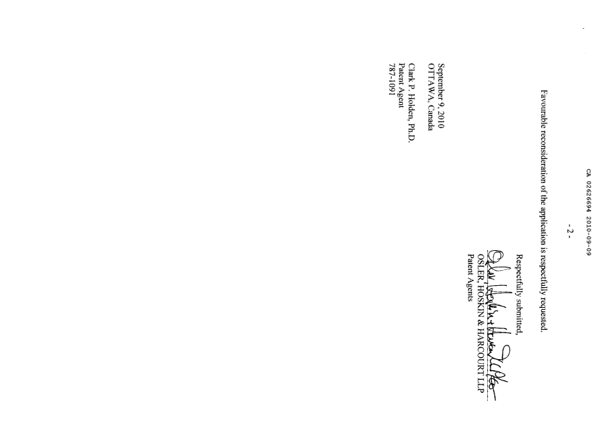 Canadian Patent Document 2626694. Prosecution-Amendment 20100909. Image 2 of 14
