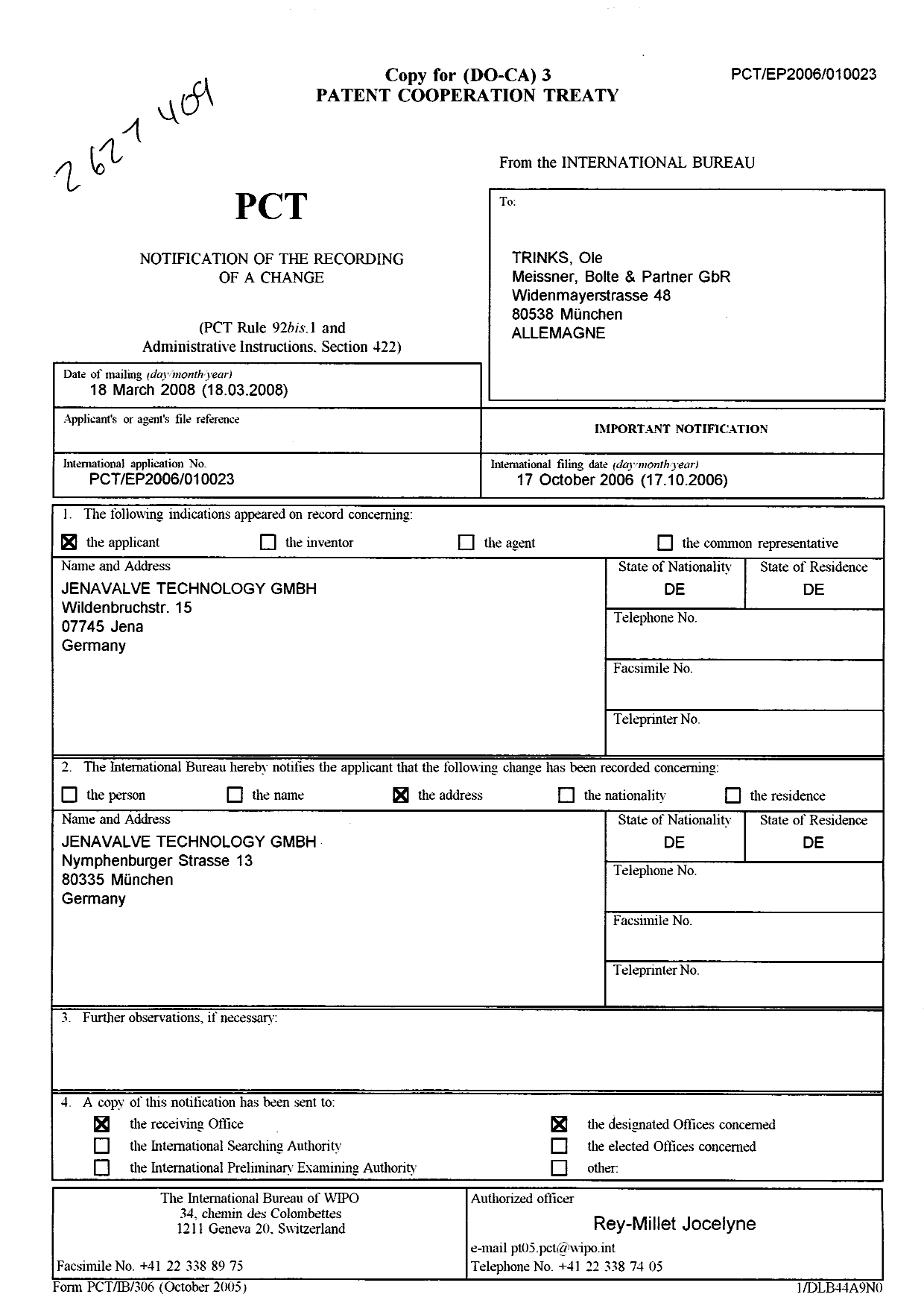 Document de brevet canadien 2627409. PCT 20061017. Image 1 de 1