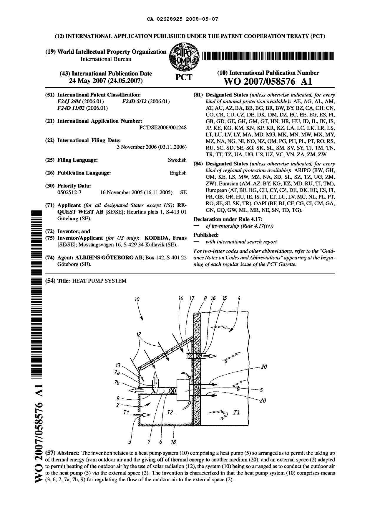 Document de brevet canadien 2628925. Abrégé 20071207. Image 1 de 1