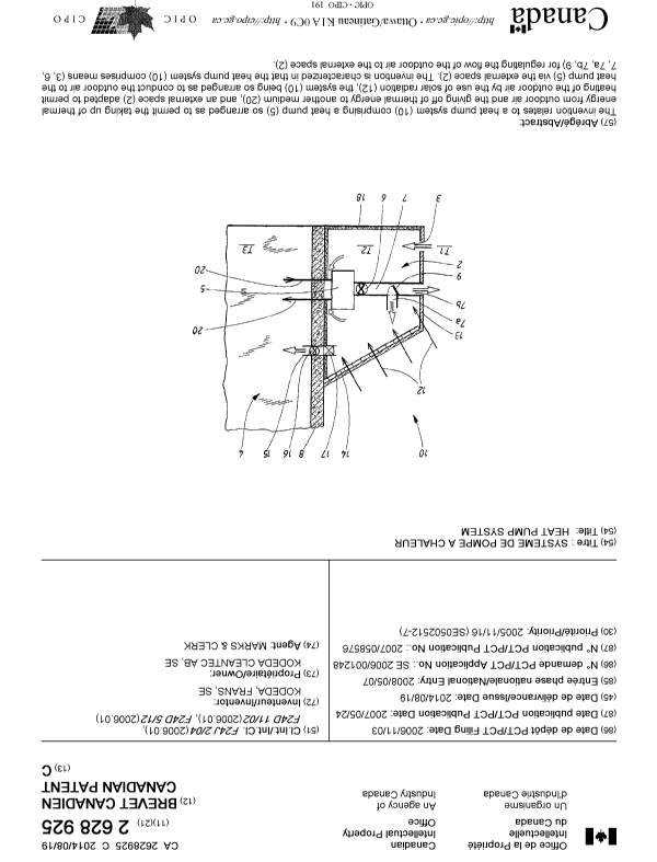 Document de brevet canadien 2628925. Page couverture 20131228. Image 1 de 1