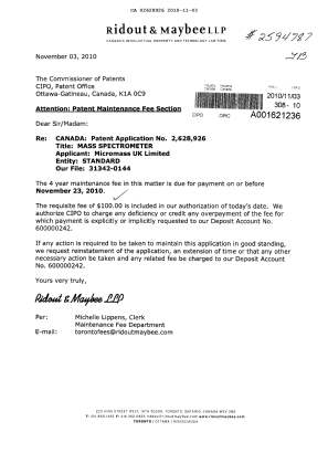 Document de brevet canadien 2628926. Taxes 20101103. Image 1 de 1