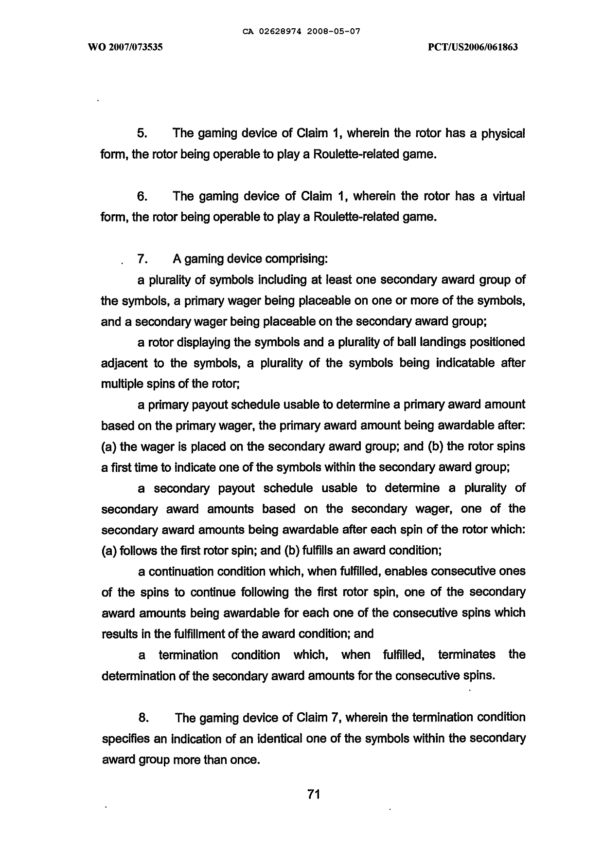 Document de brevet canadien 2628974. Revendications 20071207. Image 2 de 5
