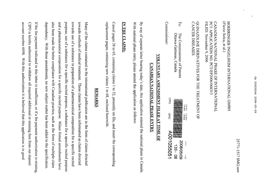 Document de brevet canadien 2629244. Poursuite-Amendment 20080509. Image 1 de 67