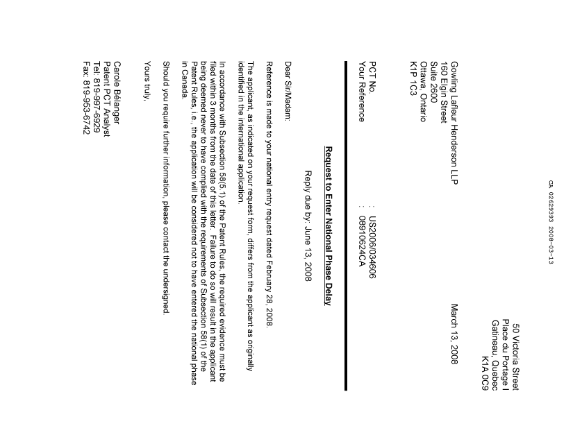 Document de brevet canadien 2629393. PCT 20080313. Image 1 de 1