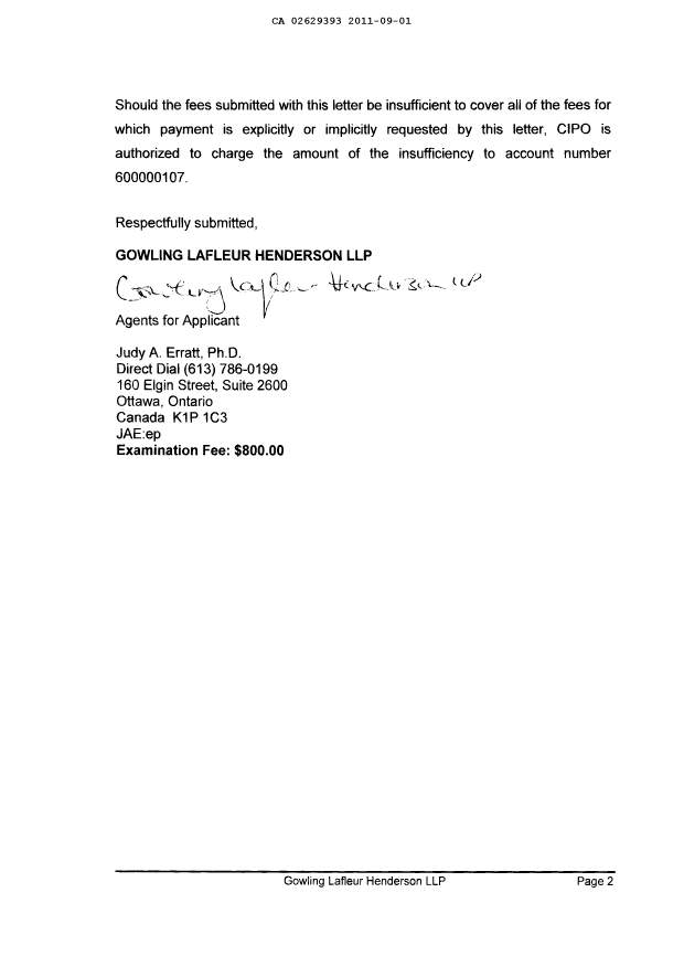Document de brevet canadien 2629393. Poursuite-Amendment 20110901. Image 2 de 2