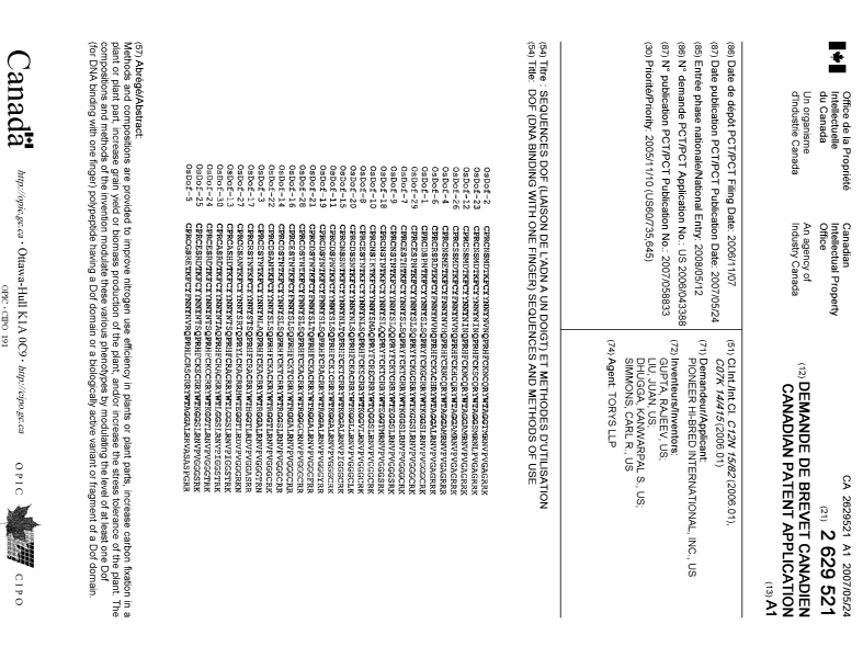 Document de brevet canadien 2629521. Page couverture 20080827. Image 1 de 1