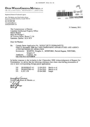 Document de brevet canadien 2630247. Poursuite-Amendment 20110131. Image 1 de 1