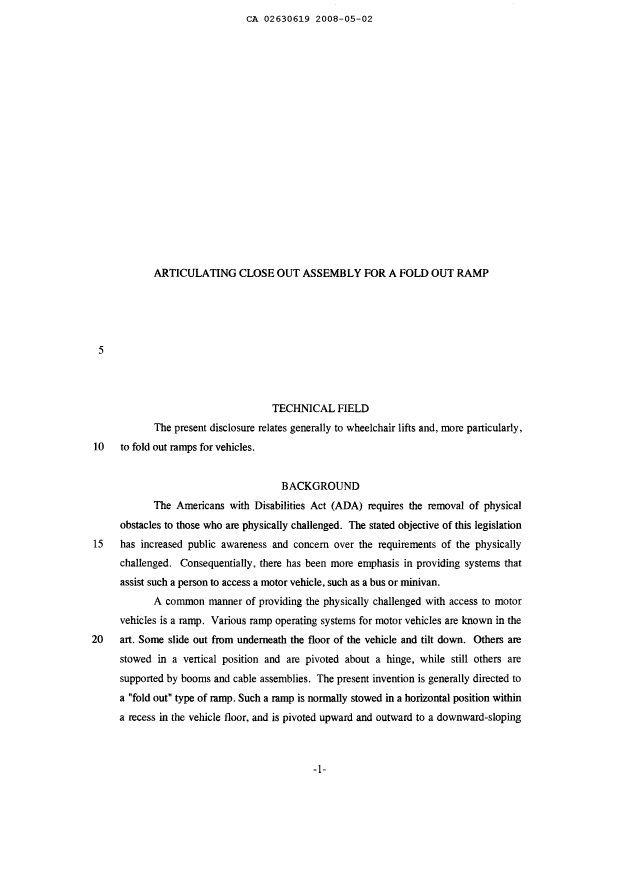 Document de brevet canadien 2630619. Description 20080502. Image 1 de 26